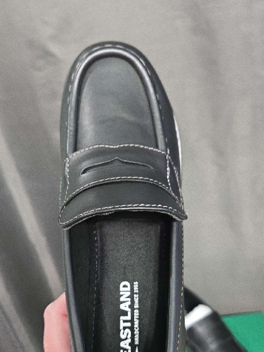 Eastland Black Leather Penny Loafers with Stacked Heel - Picture 10 of 11